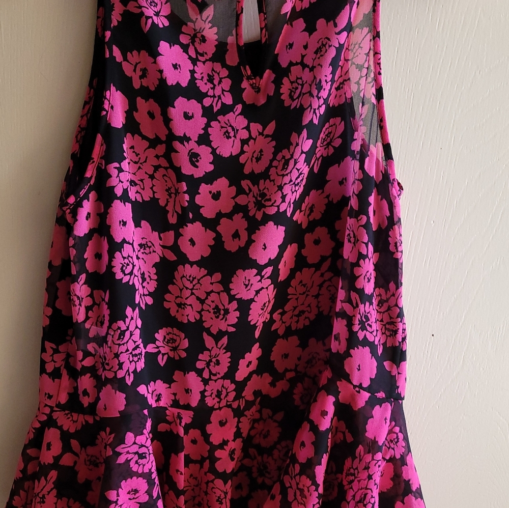 NWT Milly Pink Multi Floral Print Peplum Flared Tank Blouse Top Size 4
